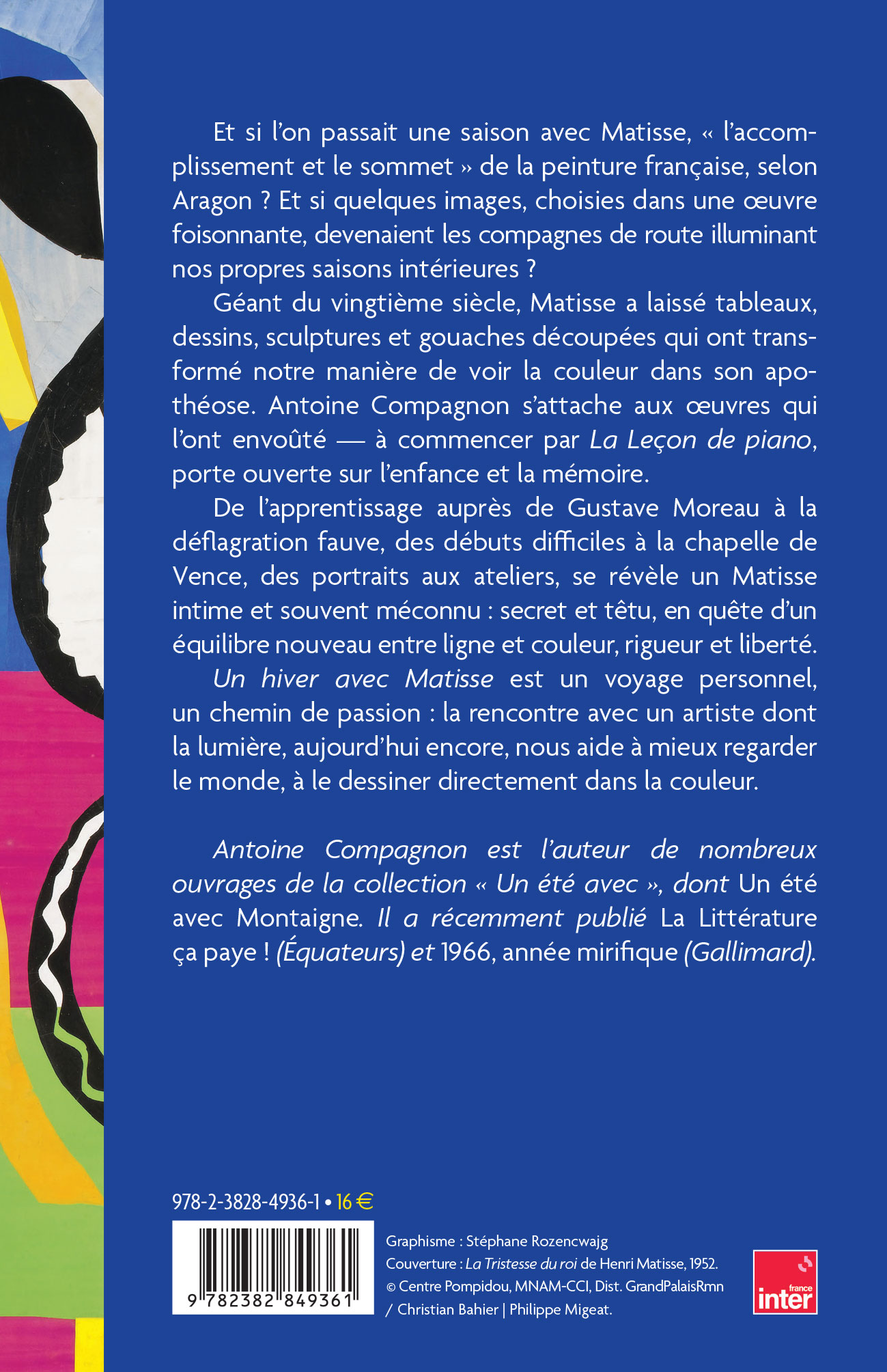 Un hiver avec Matisse. Antoine Compagnon_verso