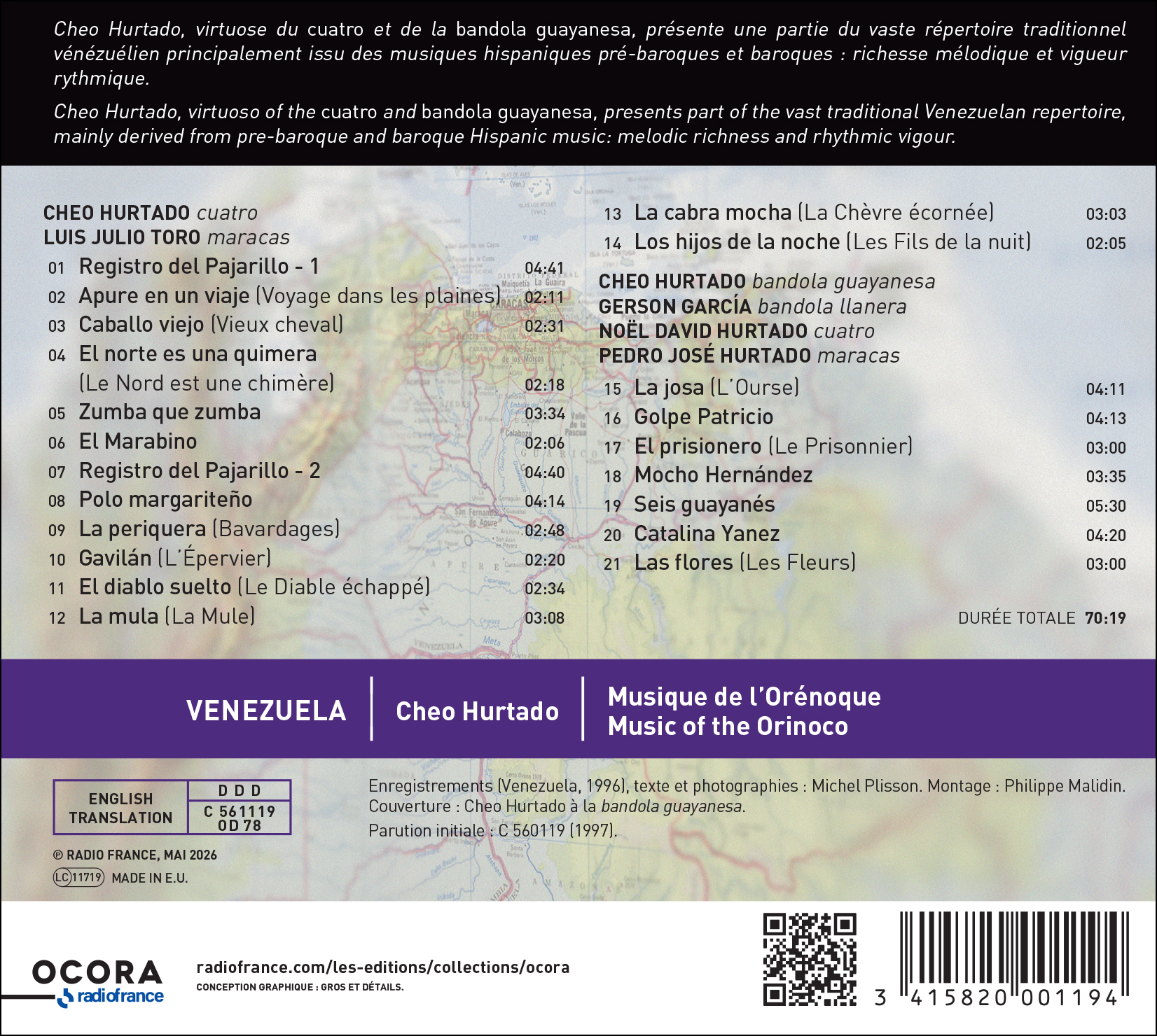 Venezuela. Cheo Hurtado. Musique de l'Orénoque_C4