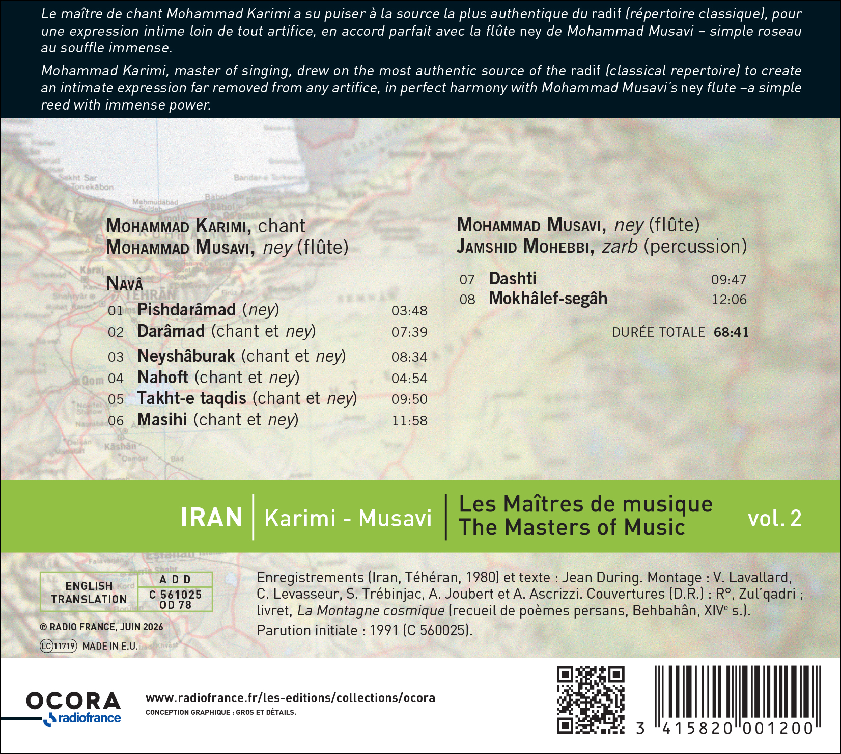 Iran - Karimi-Musavi. Les Maîtres de musique vol 1_dos