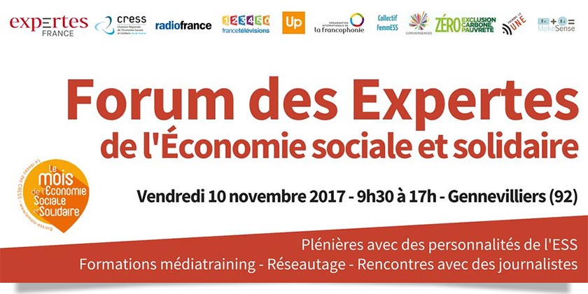 Forum des Expertes de l'Economie sociale et solidaire vendredi 10 novembre 2017 : inscrivez-vous