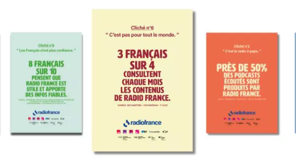 Bannière de la campagne "Clichés versus réalité : ce qu’est vraiment Radio France"