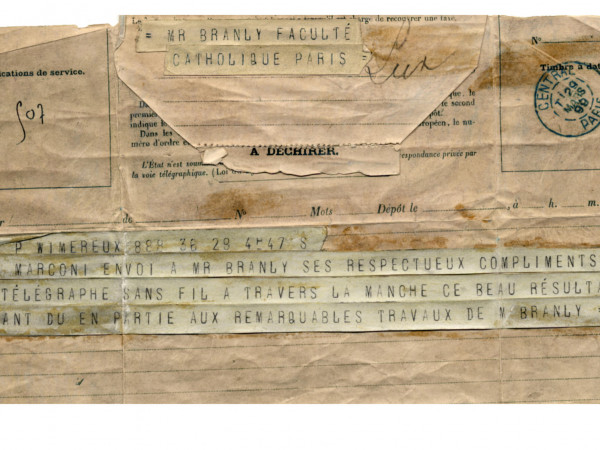 Premier message envoyé par télégraphie sans fil au-dessus de la Manche, 29 mars 1899