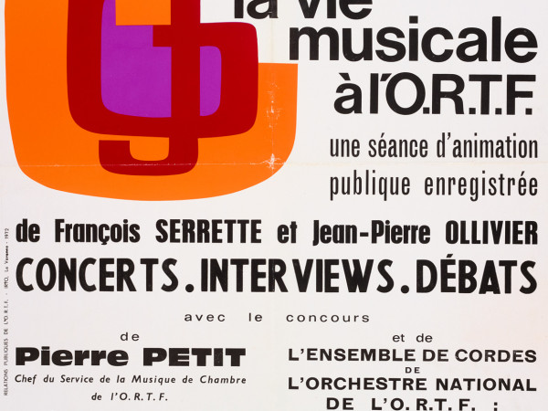 Affiche ORTF "La vie musicale à l’ORTF, séance d’animation publique enregistrée", 1972