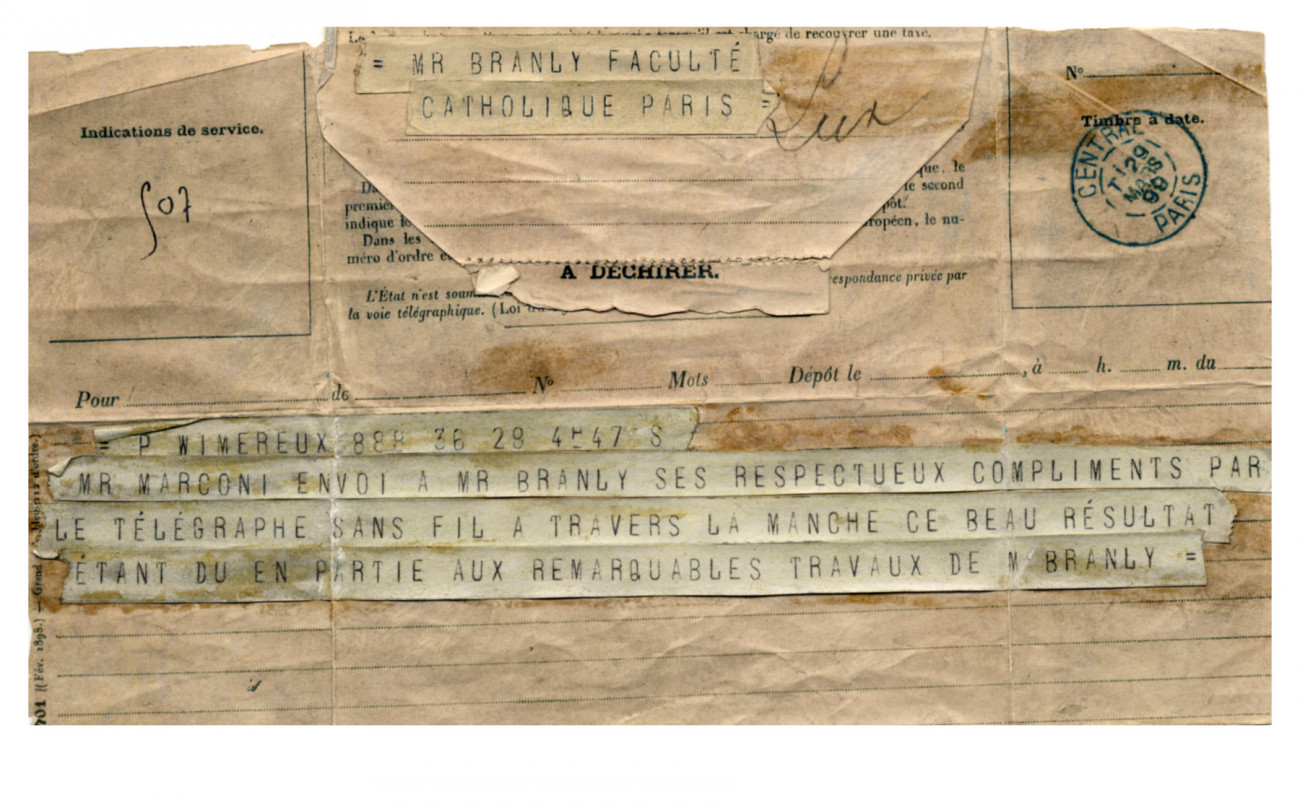 Premier message envoyé par télégraphie sans fil au-dessus de la Manche, 29 mars 1899