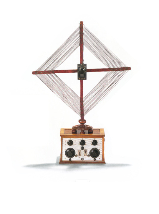 Récepteur radio LL, 1925, superhétérodyne, système Lucien Levy, avec son collecteur d’ondes