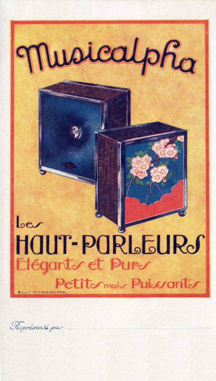 Carte postale publicitaire pour les haut-parleurs Musicalpha, 1929