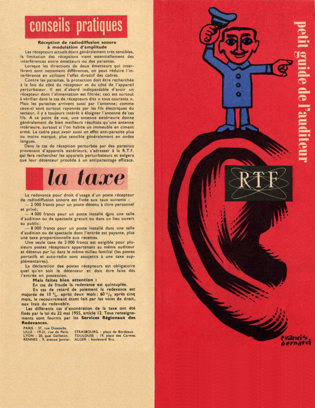 Brochure à destination des auditeurs de la RTF, vers 1959
