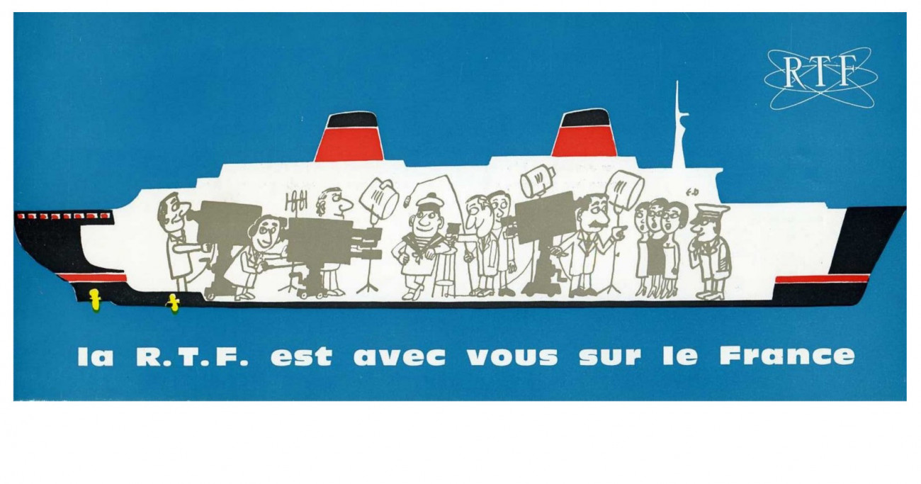 Plaquette éditée à l'occasion des voyages inauguraux du paquebot France couverts par la RTF, 1962