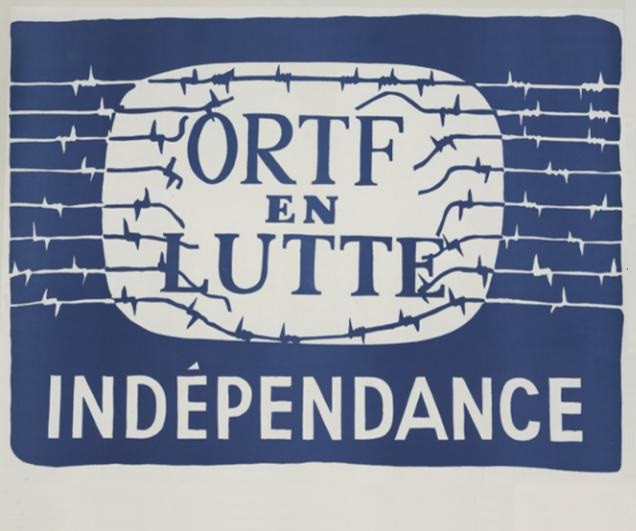 Affiche "ORTF en lutte. Indépendance", 1968. Illustration : Atelier populaire de l'ex-Ecole Nationale des Beaux-Arts, Paris
