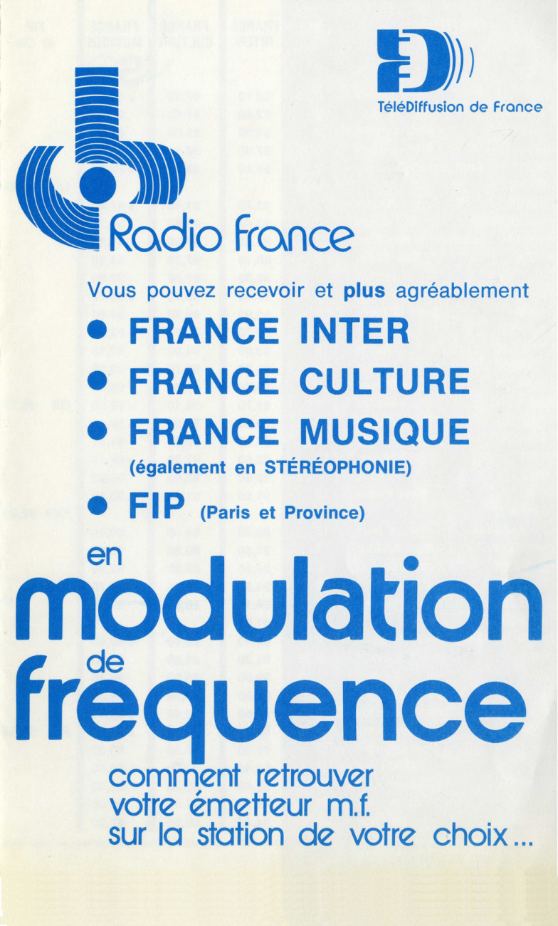 Dépliant Radio France avec les fréquences FM
