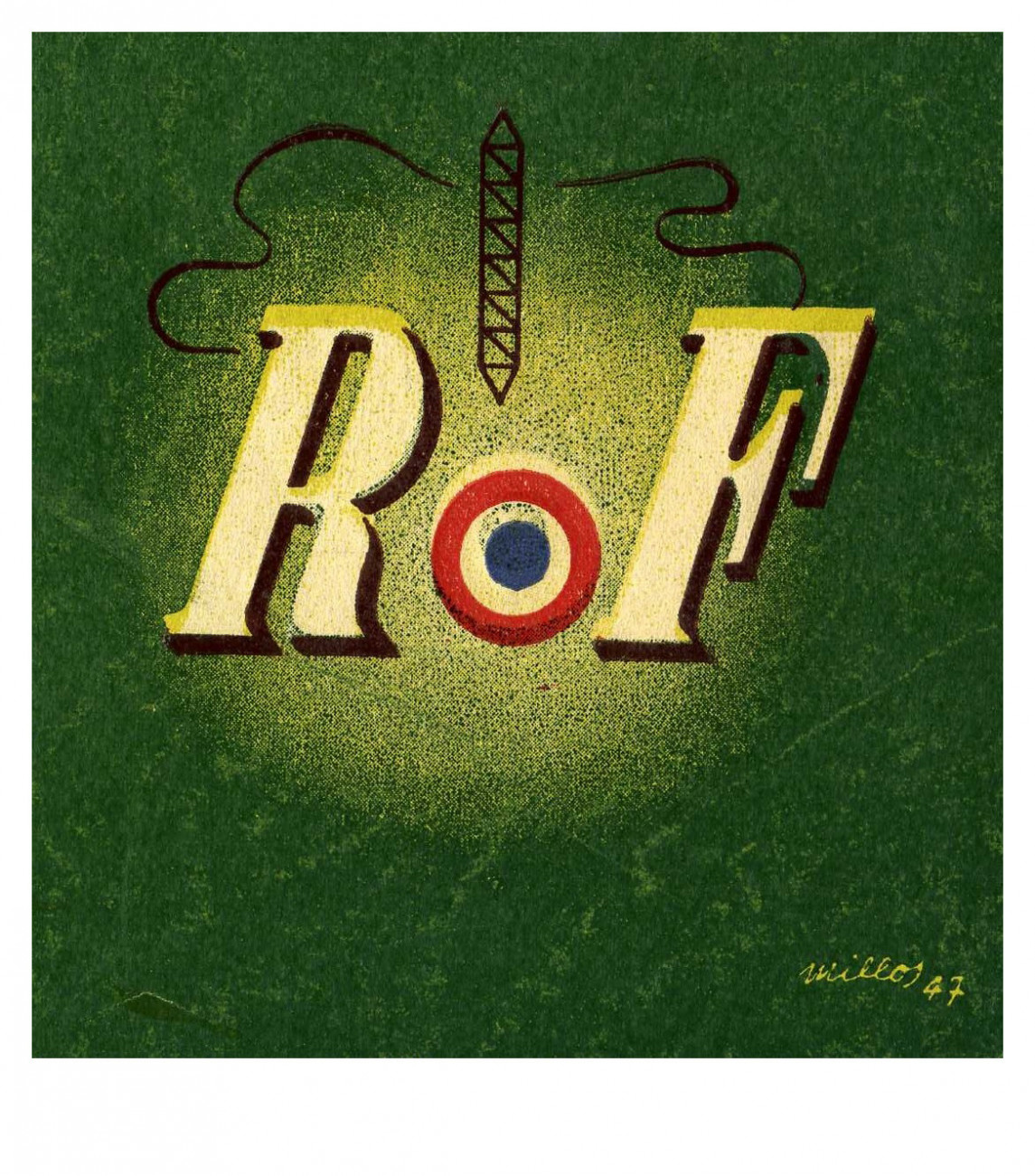Logo-dessin de la RDF, 1947. Extrait d’une brochure de présentation des radio-cours de culture physique, 1947
