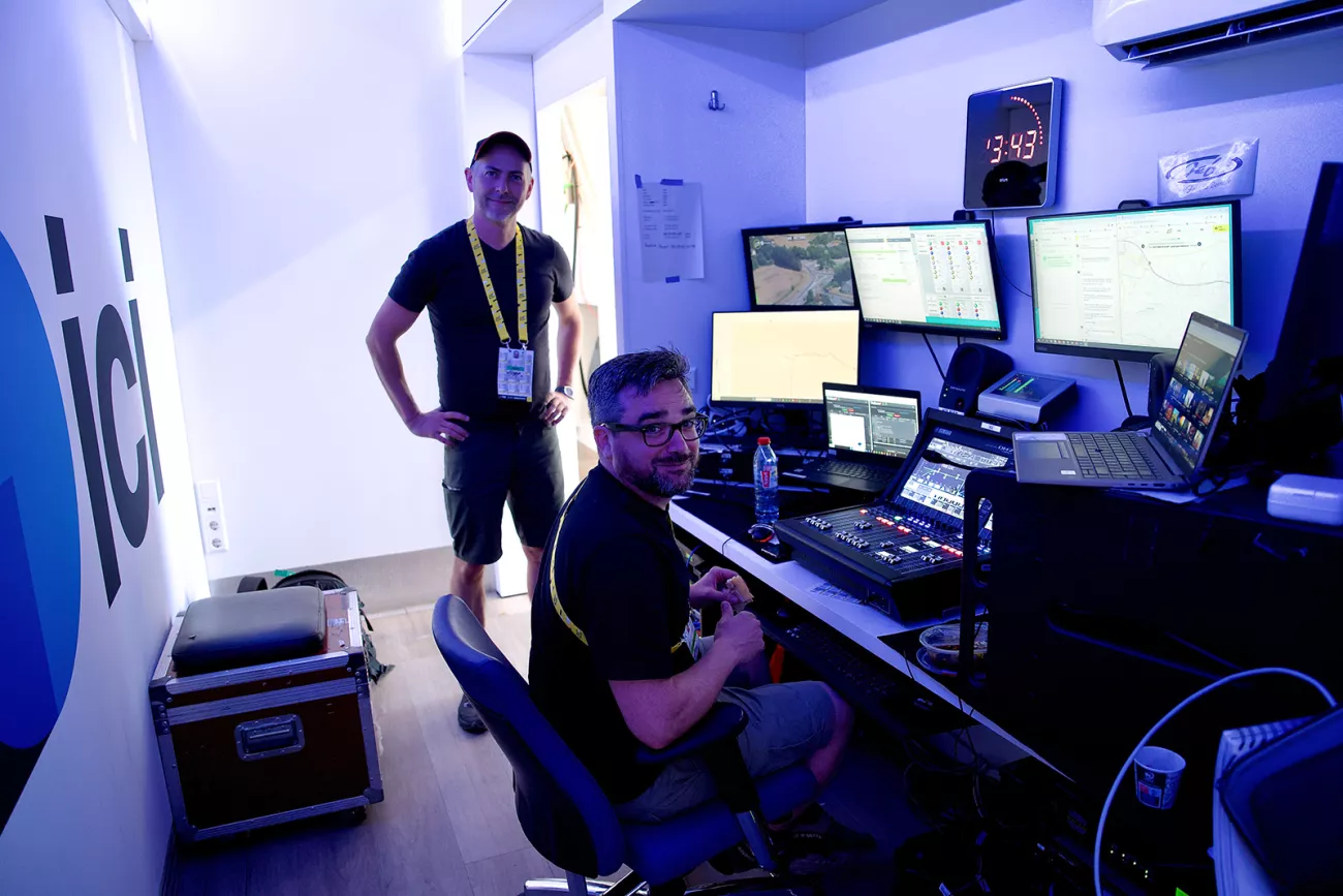 Cabine technique de ICI sur le Tour de France