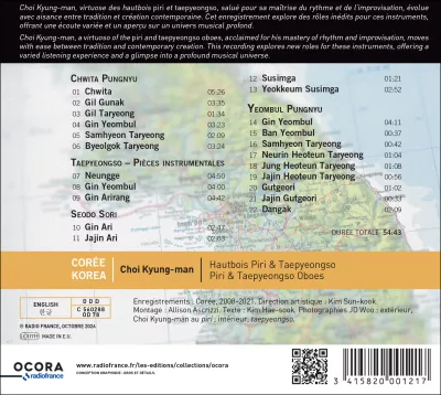 COREE. Hautbois Piri & Taepyeongso_verso