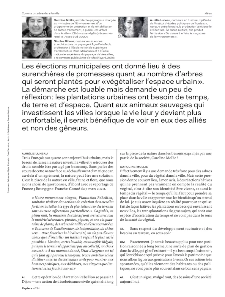 Papiers 34. Villes végétalisées 2