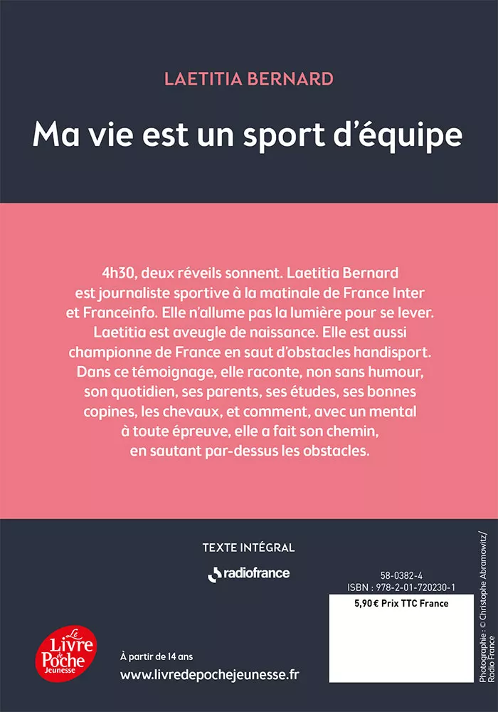 Ma vie est un sport d'équipe-Poche. L.Bernard -4 de couverture