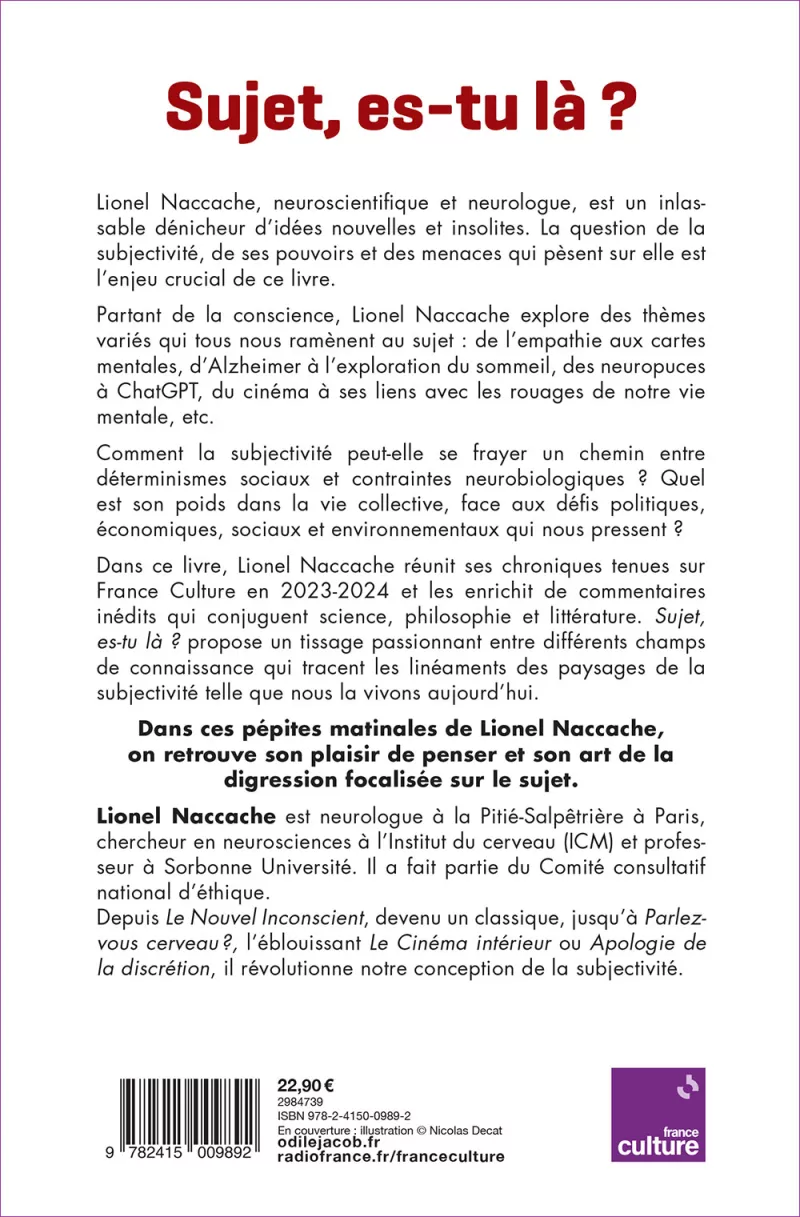 Sujet, es-tu là ? Lionel Naccache _ verso