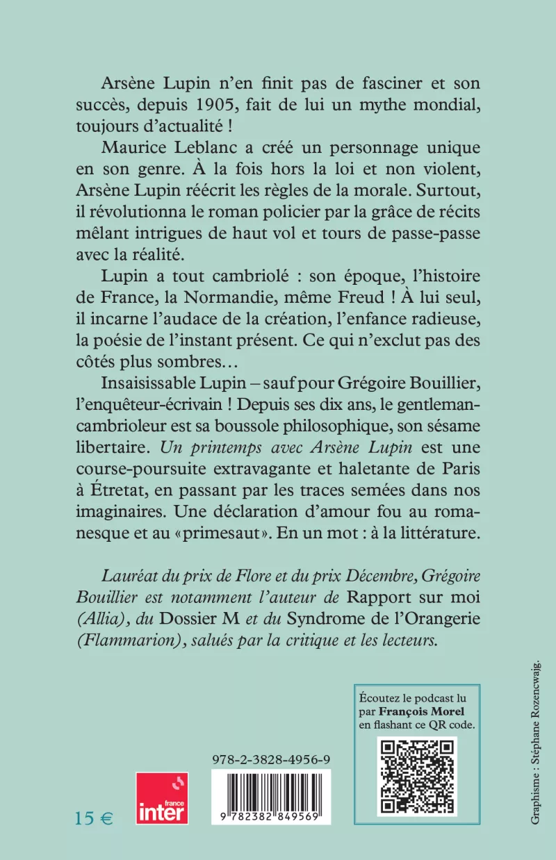 Un printemps avec Arsène Lupin. Grégoire Bouillier_verso
