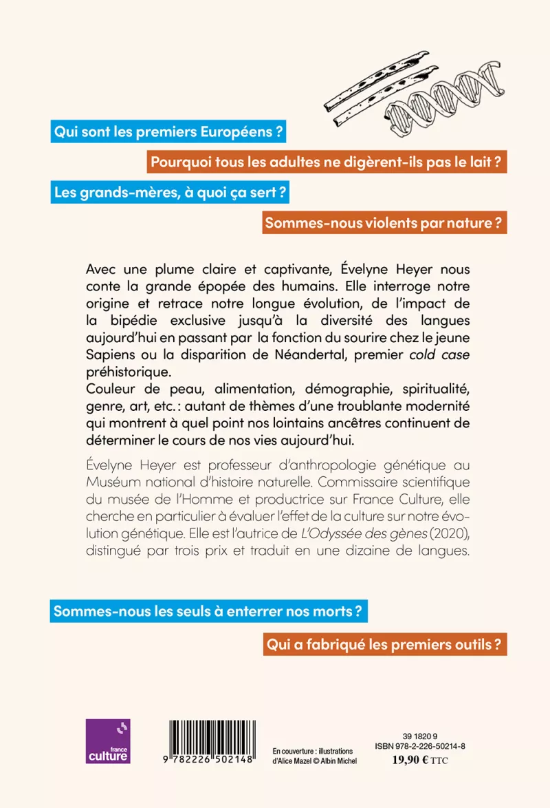 L'Odyssée des Humains. Evelyne Heyer_verso